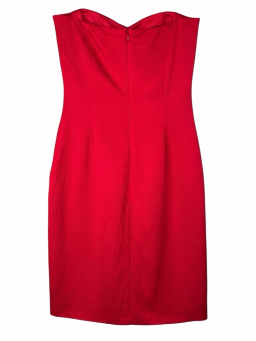 Badgley Mischka Red Silk Corset Midi Dress Strapless Cocktail Formal Size 10 - Picture 5 of 8